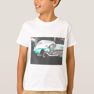 1958 chevy impala bright blue classic car T-Shirt