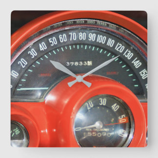 1958 Classic Sports Car Speedometer Square Wall Clock