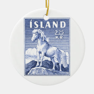 1958 Icelandic Horse Postage Stamp Ceramic Tree Decoration
