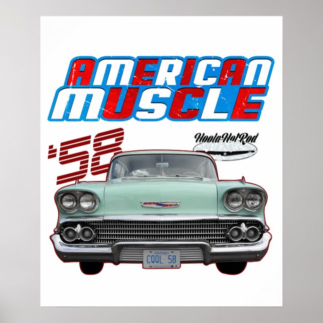 1958,Impala,Rockabilly,rusty car,distressed,Tailfi Poster (Front)