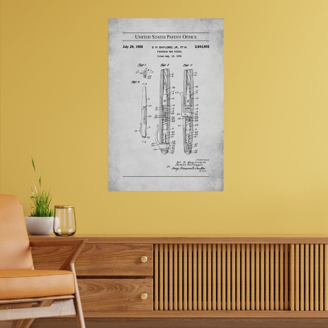 1958 US Patent 2844902 - Fountain Pen Pistol Poster (Living Room 2)