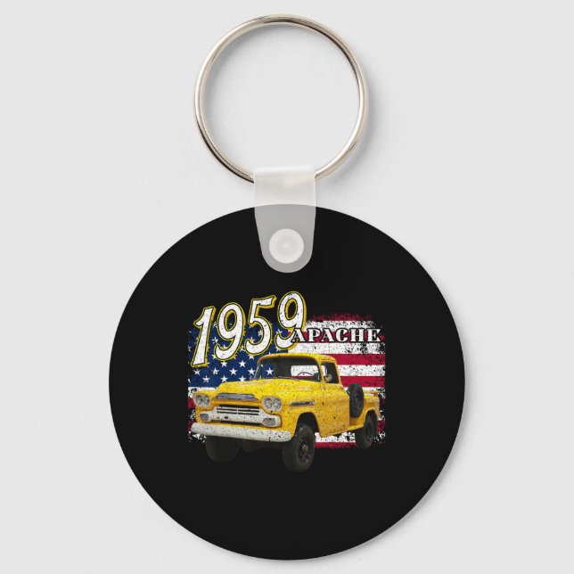 1959 59 Apache Truck 4th Of July American  Key Ring (Front)