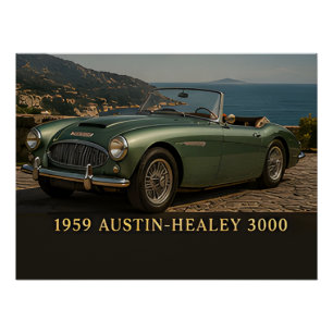 1959 Austin-Healey 3000 Classic British Sports Poster
