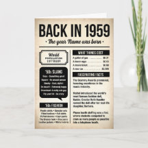 1959 Back in the Day, Fun Facts Birthday Card