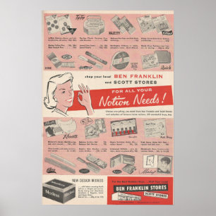 1959 Ben Franklin Ad Poster