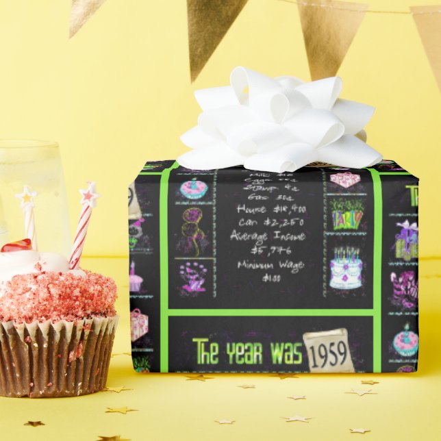1959 Birthday Year Trivia Wrapping Paper (Birthday Party)