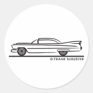 1959 Cadillac Coupe Classic Round Sticker
