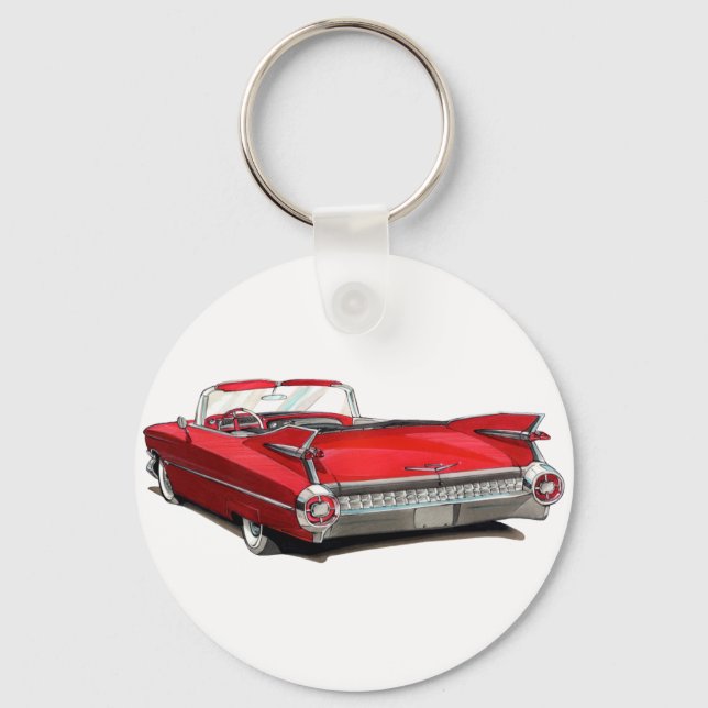 1959 Cadillac Red Car Key Ring (Front)