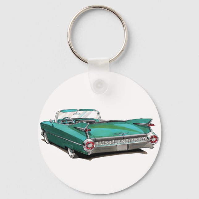 1959 Cadillac Teal Car Key Ring (Front)