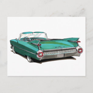1959 Cadillac Teal Car Postcard