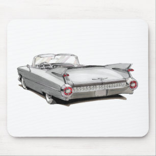 1959 Cadillac White Car Mouse Pad