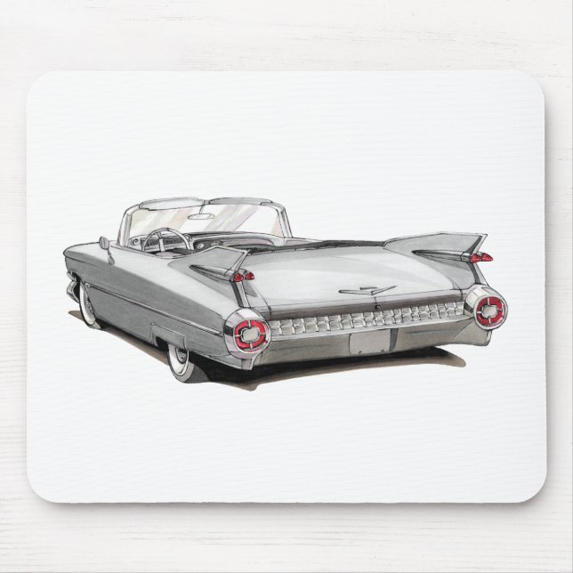 1959 Cadillac White Car Mouse Pad (Front)