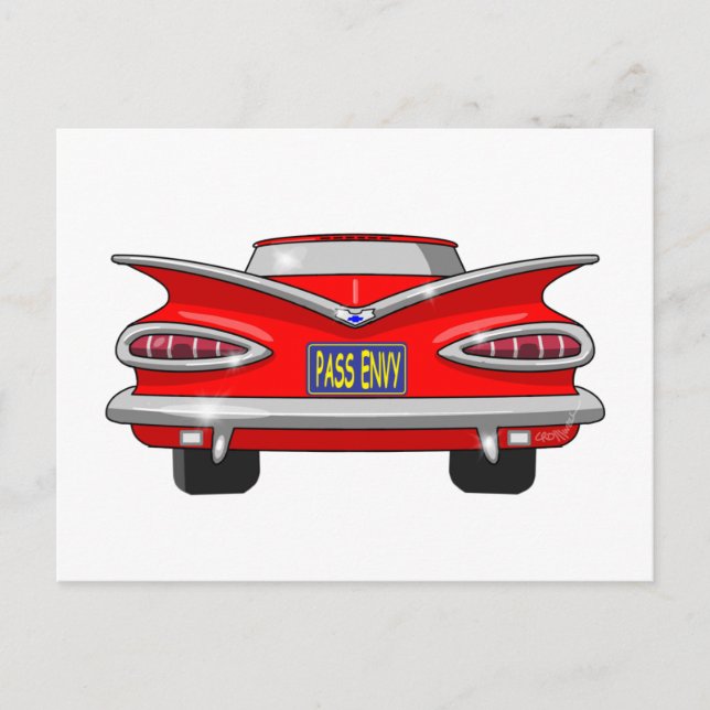 1959 Chevrolet Chevy Impala Pass Envy Postcard (Front)