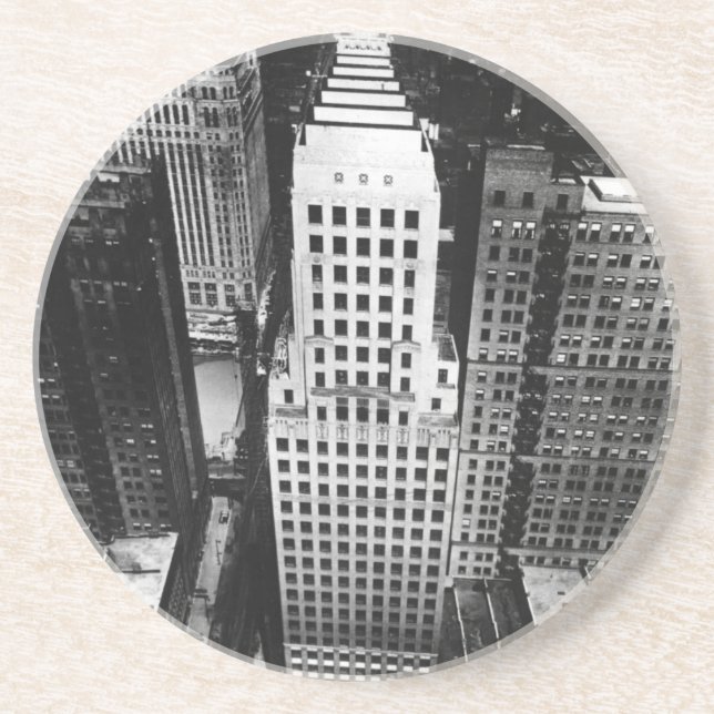 1960:  An aerial view of a Chicago skyscraper Coaster (Front)