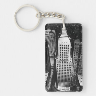 1960: An aerial view of a Chicago skyscraper Key Ring