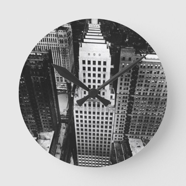 1960:  An aerial view of a Chicago skyscraper Round Clock (Front)