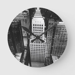 1960: An aerial view of a Chicago skyscraper Round Clock