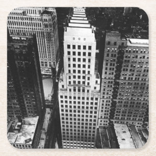 1960:  An aerial view of a Chicago skyscraper Square Paper Coaster