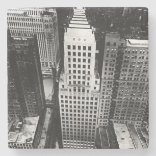 1960: An aerial view of a Chicago skyscraper Stone Coaster