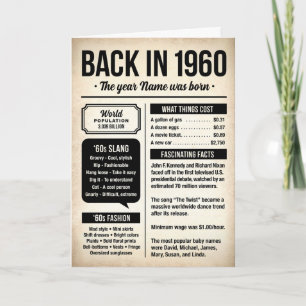 1960 Back in the Day, Fun Facts Birthday Card