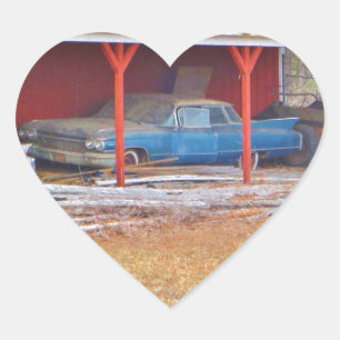 1960 BLUE SADAND DEVILLE Antique car Heart Sticker