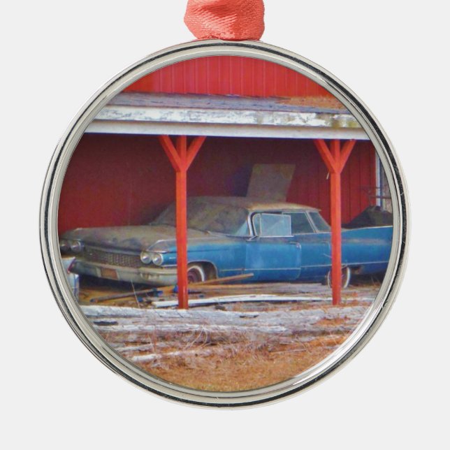 1960 BLUE SADAND DEVILLE Antique car Metal Tree Decoration (Front)