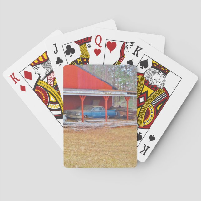 1960 BLUE SADAND DEVILLE Antique car Playing Cards (Back)