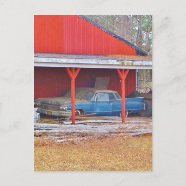 1960 BLUE SADAND DEVILLE Antique car Postcard (Front)