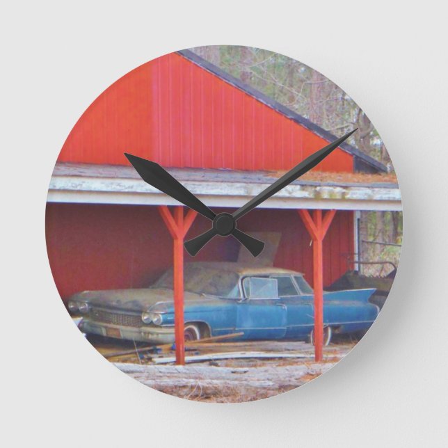 1960 BLUE SADAND DEVILLE Antique car Round Clock (Front)