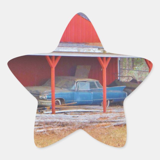 1960 BLUE SADAND DEVILLE Antique car Star Sticker (Front)