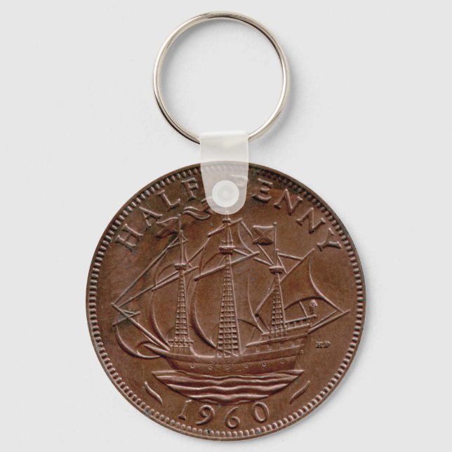 1960 British ha'penny keychain (Front)