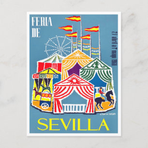 1960 Feria de Sevilla vintage travel Postcard