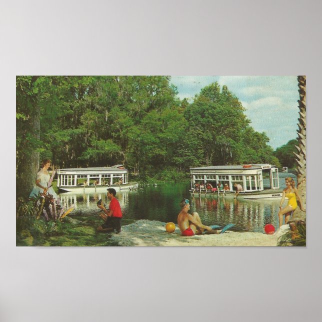 1960 Silver Springs, Florida ~ Glass Bottom Boats Poster (Front)