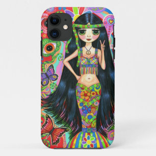 1960s, 1970s Psychedelic Hippie Mermaid Girl iPhone 11 Case
