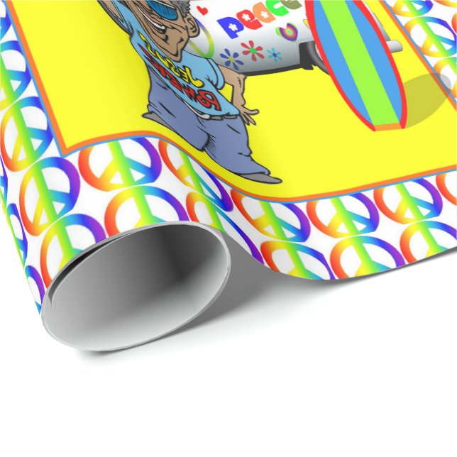 1960's 1970's Retro Hippy Van Peace  Surf Board Wrapping Paper (Roll Corner)