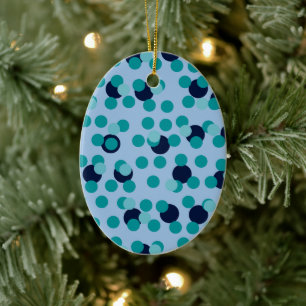 1960s-70s Pop Geometric Mid-Century Teal Bubbles Ceramic Ornament