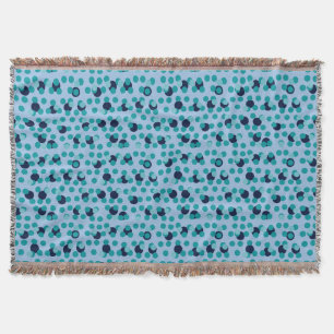 1960s-70s Pop Geometric Mid-Century Teal Bubbles Throw Blanket