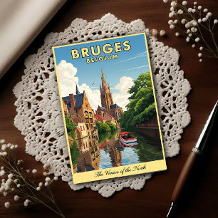 1960s Bruges, Belgium Vintage Travel Postcard
