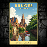 1960s Bruges, Belgium Vintage Travel Poster