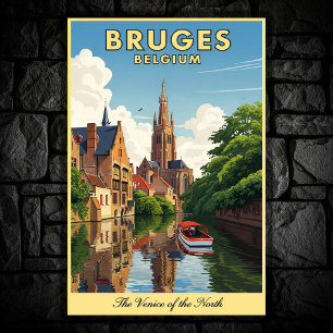 1960s Bruges, Belgium Vintage Travel Poster