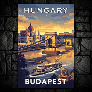 1960s Budapest, Hungary Vintage Travel Poster 