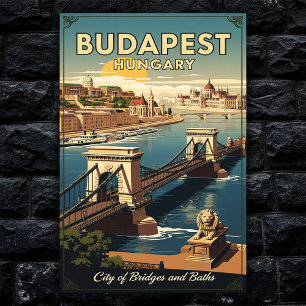 1960s Budapest, Hungary Vintage Travel Poster 