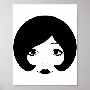 1960s cartoon womans face makeup beauty art  poster