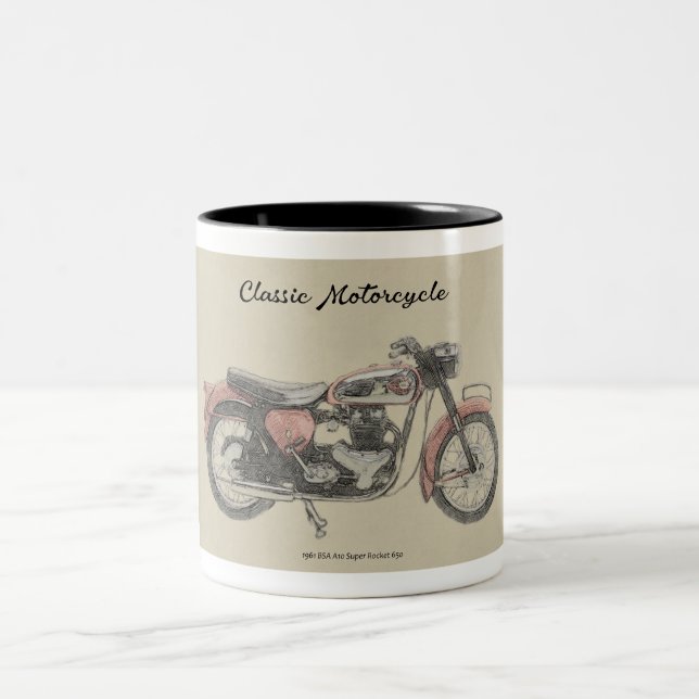 1960s Classic Motorcycle print  Two-Tone Coffee Mug (Center)