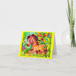 1960s colourful zebra print note card