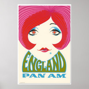 1960s “England” Vintage Style British Flag Travel Poster
