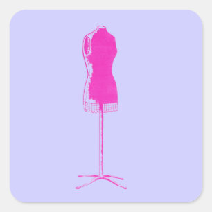 1960s Fashion Retro quirky dress form Square Sticker