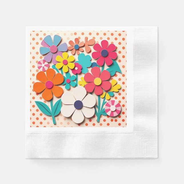 1960s Floral Graphic Cutouts Napkin (Front)