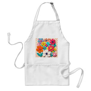 1960s Floral Graphic Cutouts Standard Apron