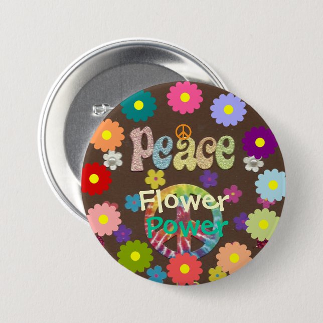 1960s Flower Power  7.5 Cm Round Badge (Front & Back)
